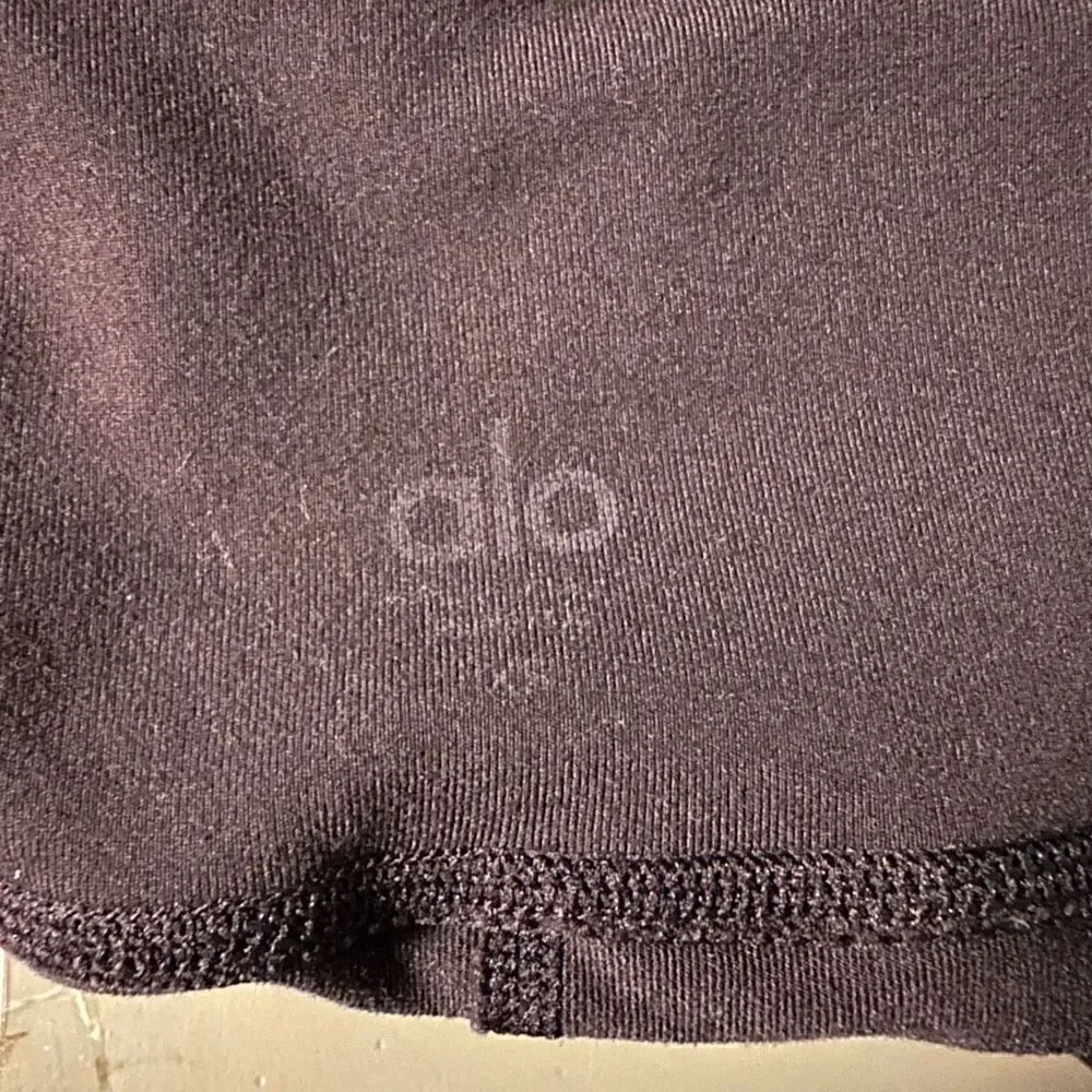 Alo Black Leggings High Rise Sheer Mesh Legs Pin Tuck Size XS Inseam 28